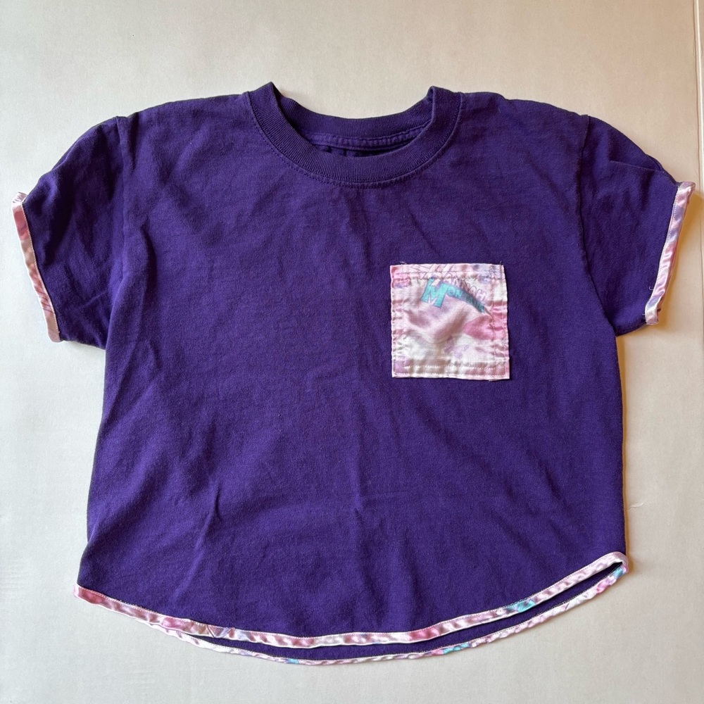 Hannah Montana girls 10/12 Purple t- Shirt with Pocket cropped